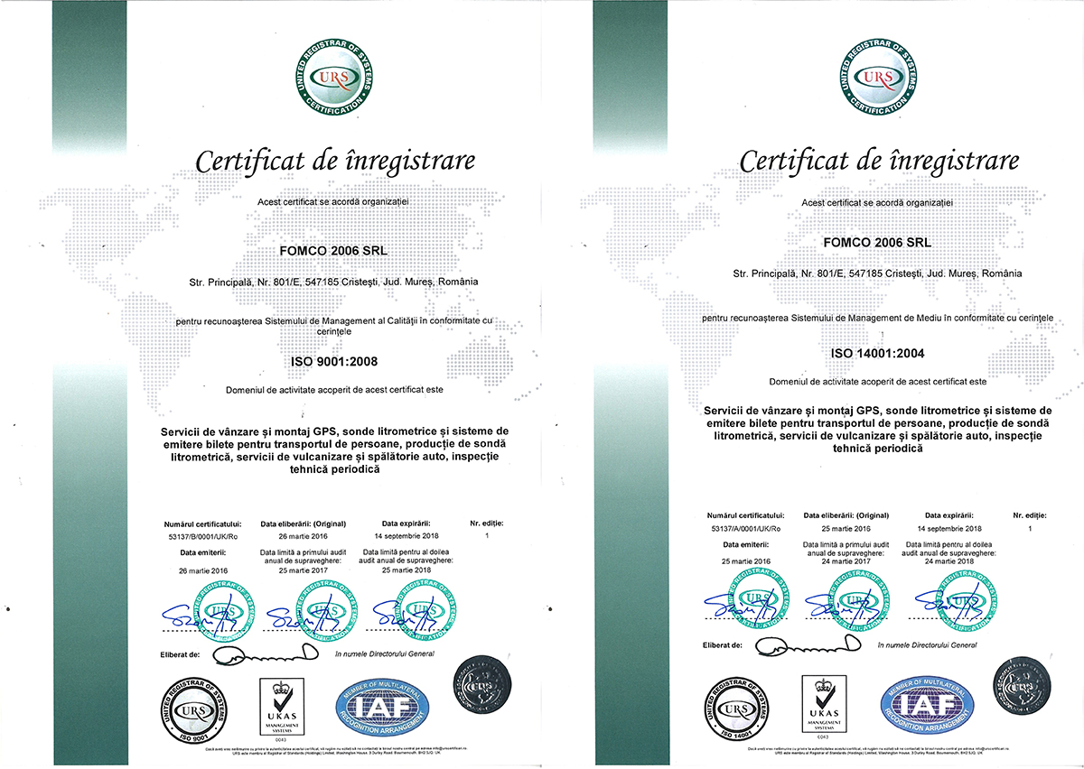 Certificate ISO de Calitate